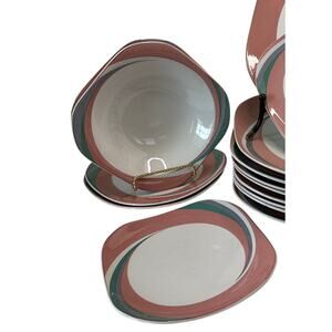 Vintage 3-Soup Bowls (three) in Pinwheel Pink by Sango Quadrille Dishes